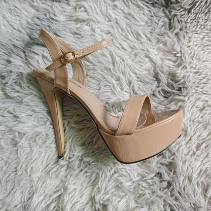 Women Peep Toes Sandals Stiletto Sexy Pumps Luxury Club 14cm Elegant Platform High Heels Nighclub Party Wedding Jazz Dance Shoes