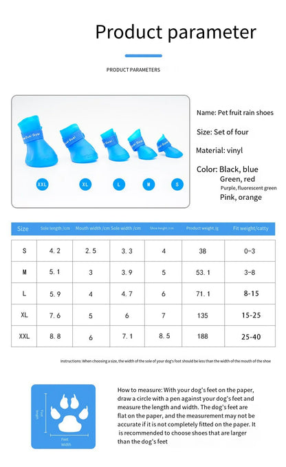 4Pcs Pet WaterProof Rainshoe Anti-slip Rubber Boot For Small Medium Large Dogs Cats Outdoor Shoe Dog Ankle Boots Pet Accessories