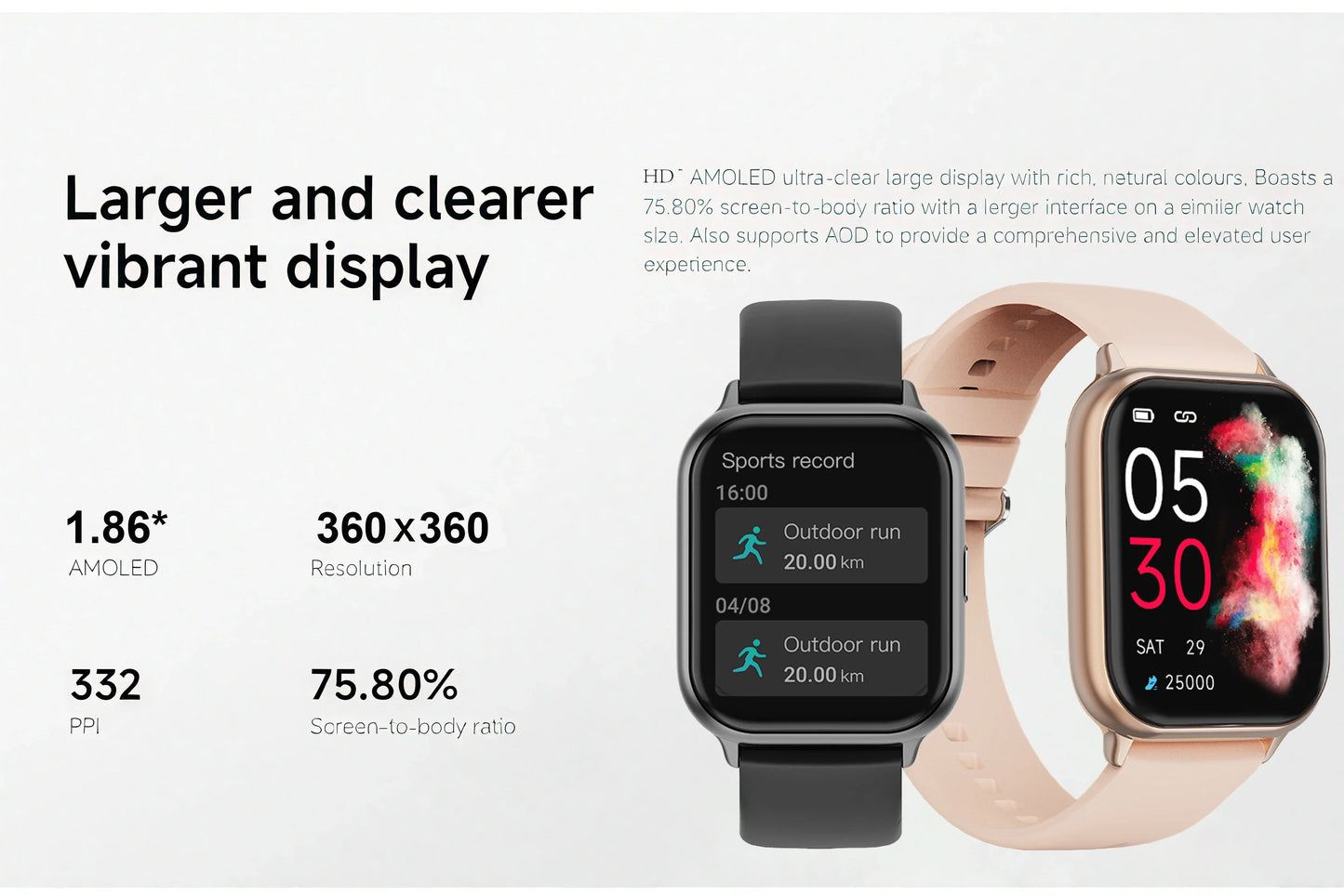 Watch 5 Global Version 2.0" 60Hz AMOLED Screen Built-in GNSS Bluetooth Call 150+ Sports Modes7Days Battery Life For Xiaomi Redmi