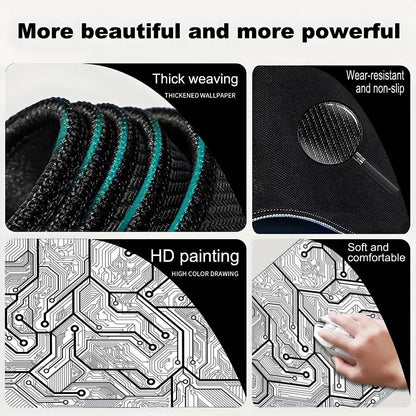 Black Circuit Board Pattern Mouse Pad Large Computer Office Table Mats Rubber Anti-slip Gaming Keyboard Mousepads Long Desk Pads