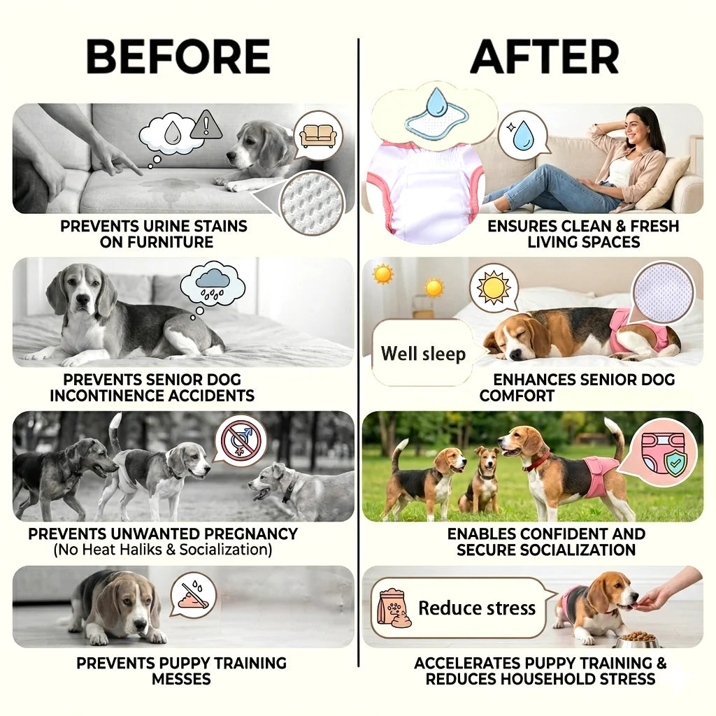 Reusable Female Dog Diapers Pet Physiological Pants Breathable Puppy Sanitary Panties Washable Pets Shorts for Small Medium Dogs