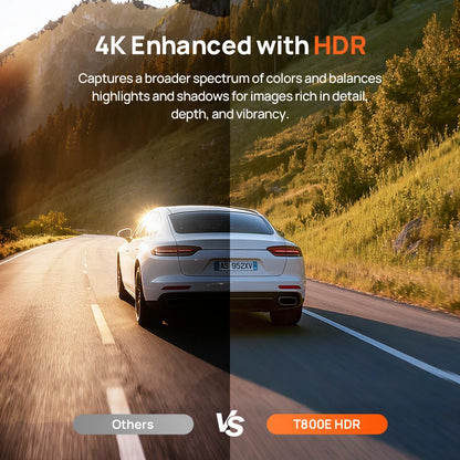 70Mai T800E 3-Channel Dash Cam Front 4K + Rear 1080P + Interior 1080P Hdr Supercapacitor 24H Parking Gps Voice Control Wi-Fi6