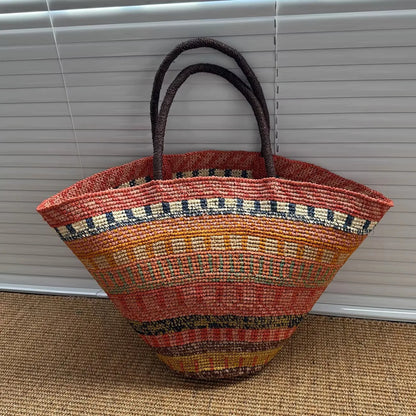 Color Raffia Straw Lady Shoulder Bag Designer Luxury Handbags Large Bag Handmade Summer Beach Purses