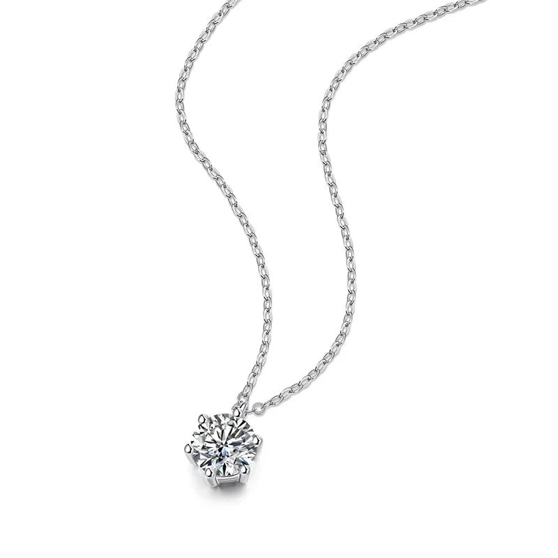New 2ct Moissanite 925 Sterling Silver Necklace Pendant Chain Fine Jewelry for Woman Wedding Sparkling Classic Party Fashion