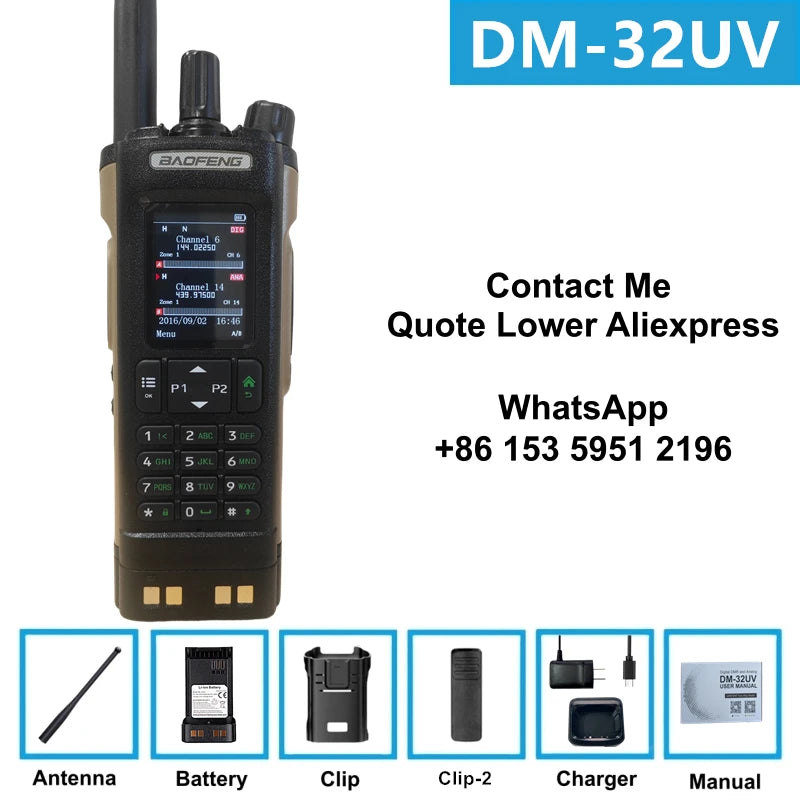 DMR GPS 10W DM-32UV BAOFENG DM32 Walkie Talkie Multi Band TDMR Dual Time Slot Wireless Copy Frequency Type-C AM/FM Two Way Radio