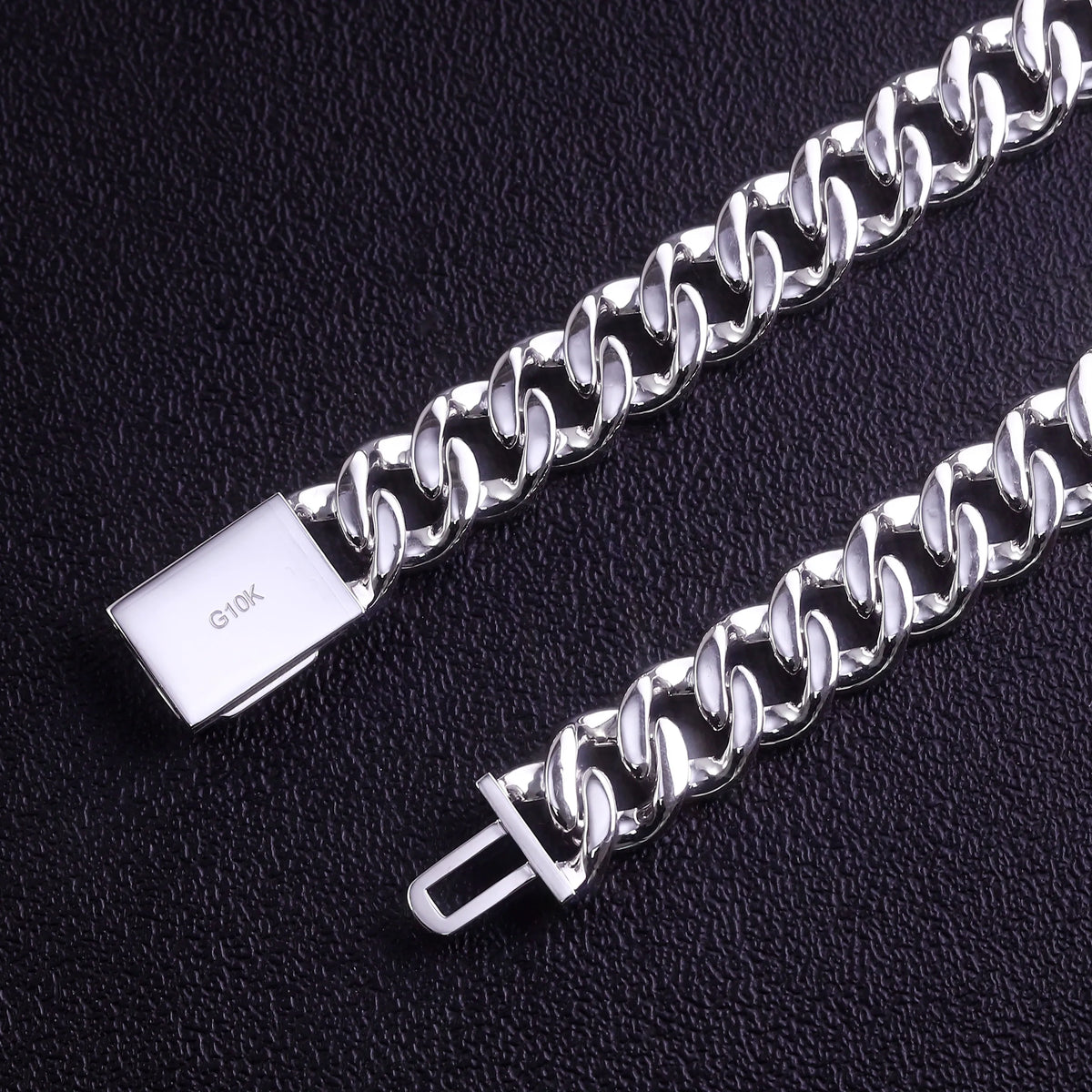 Moissanite Necklace For Men Iced Out Cuban Link Chain Hip Hop Jewelry For Party Nightclub Daily Wear Gift