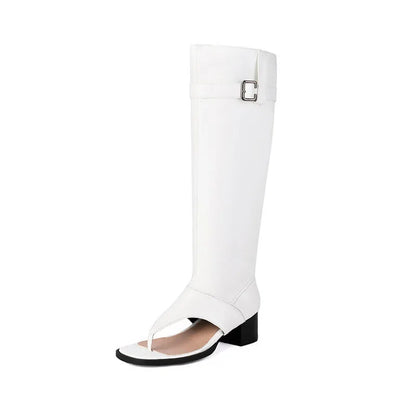 New Fashion sandalias femininas Clip Toe Chunky Heels High Top Sandals Women Knee High Boot Summer Shoes Lady Flip Flops WSH5264