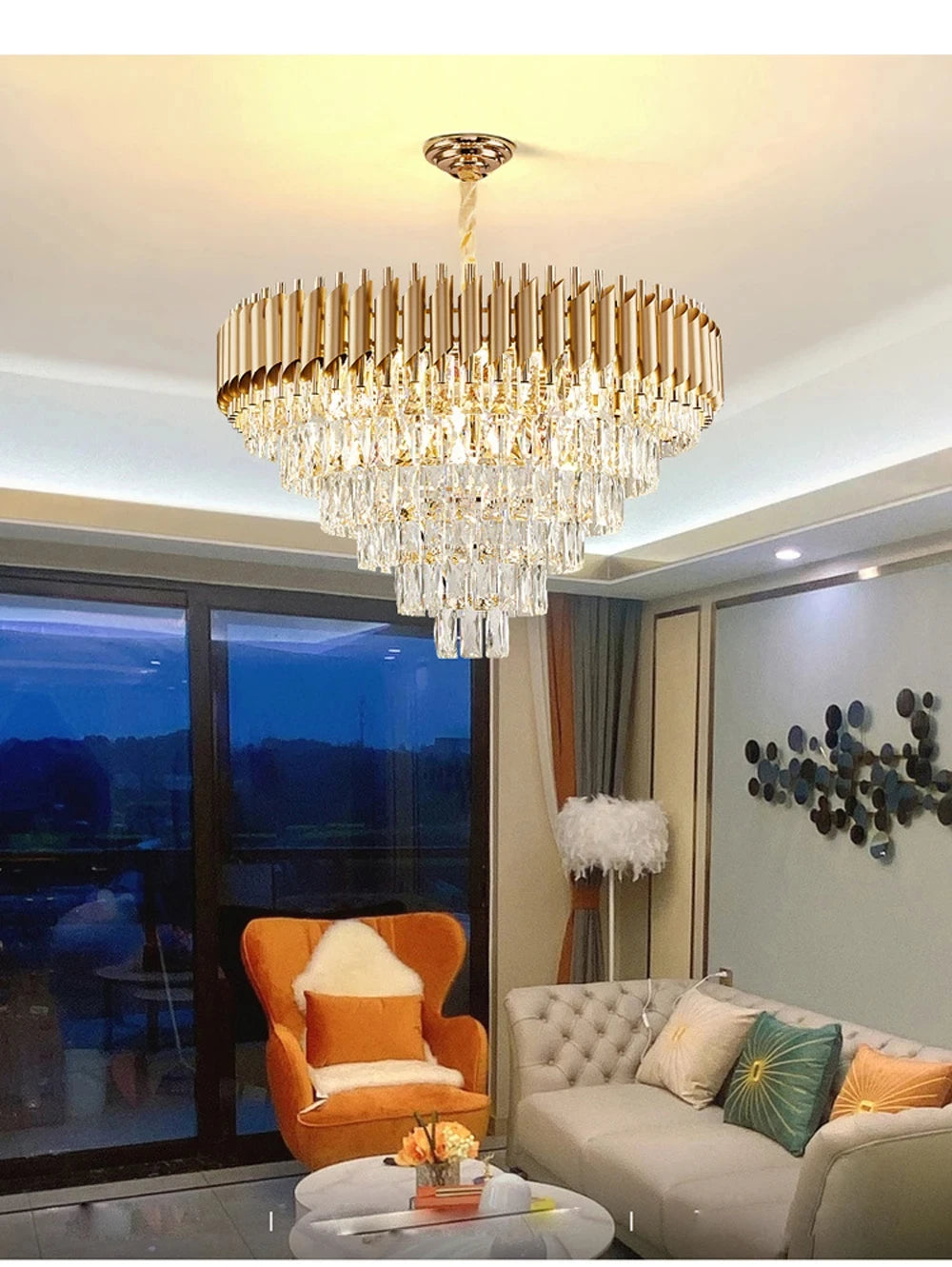 Villa Luxury Living Room Chandelier K9 Crystal Restaurant Pendant Lights Modern Ceiling Chandelier Dining Table Indoor Home Lamp