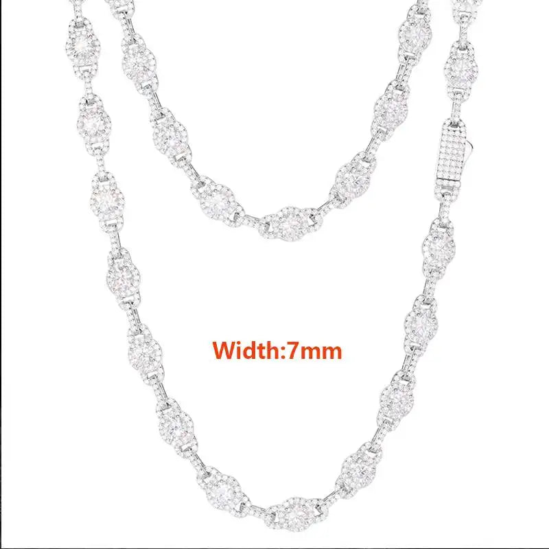 Iced Out D Color Moissanite Necklace for Man Women S925 Sterling Silver Hip Hop Link Chains Jewelry Diamond GRA Certificate