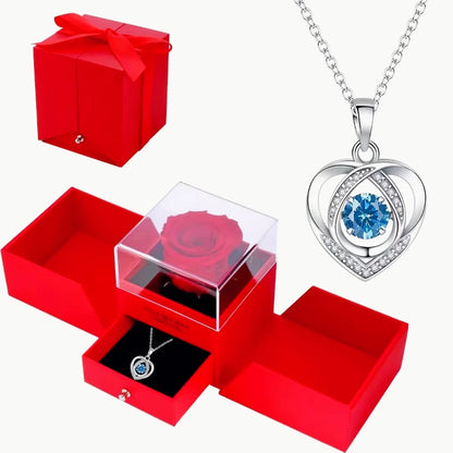 Silver Heart Shaped Necklace Bracelet Set for Women Girls Retro Korean Blue Crystal Jewelry Set Original Party Gift