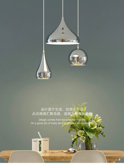 Nordic Rose Gold Pendant Lights Plated Metal Hanging Lamp Fixtures Dining Room Kitchen Island Bar Cafe Indoor Decor Lighting E27