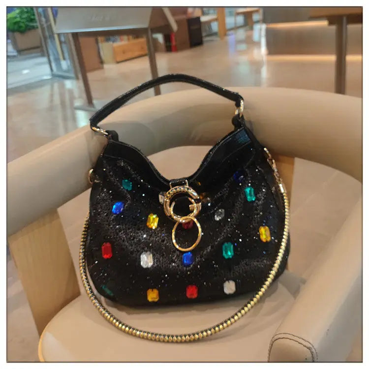 Luxury Genuine Leather Portable Women's Bag Leisure Large Capacity Diamond Tote Bag Shoulder Crossbody Bucket Bags Fashion 2026
