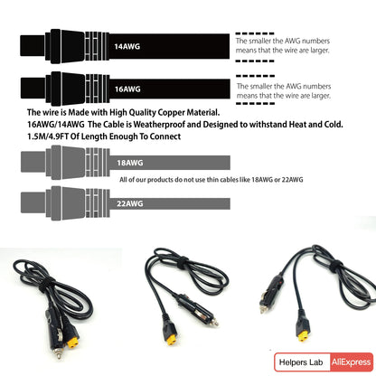 XT60 Cigarette Lighter Car Charger Power Supply 12V 24V Cable for Powerstation Ecoflow Delta River Bluetti EB55 and More -150cm