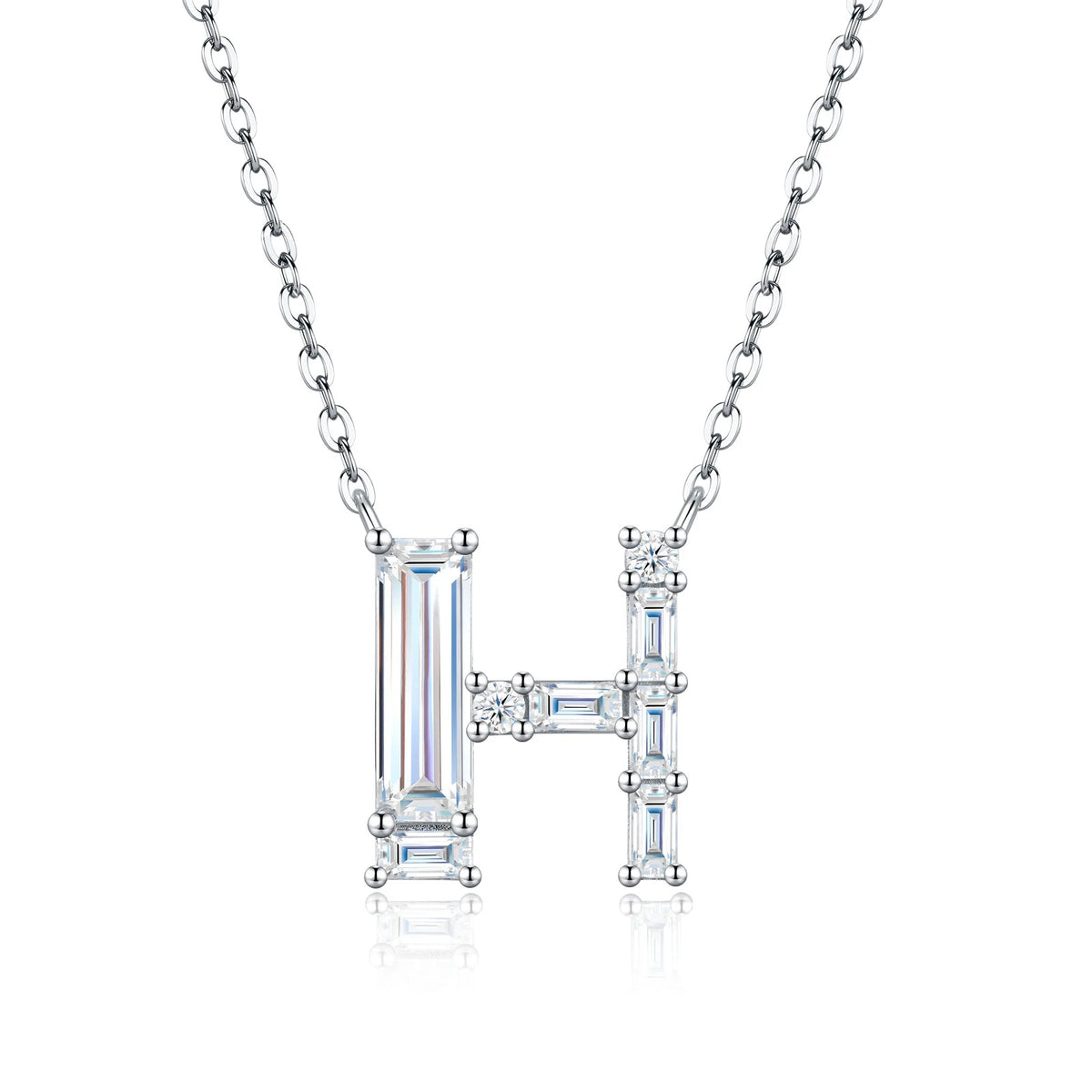 PureNew 26 Letter A-Z 4x12mm Moissanite Necklace For Women S925 Silver D Color 18k Plated Sparking Women's Moissanite Chain