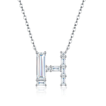 PureNew 26 Letter A-Z 4x12mm Moissanite Necklace For Women S925 Silver D Color 18k Plated Sparking Women's Moissanite Chain
