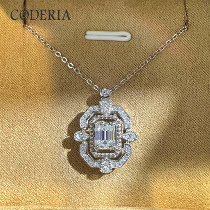 100% 925 Sterling Silver Moissanite Necklace Pass Diamond Test D Color 1CT Emerald Cut Women Pendant Best Selling Jewelry