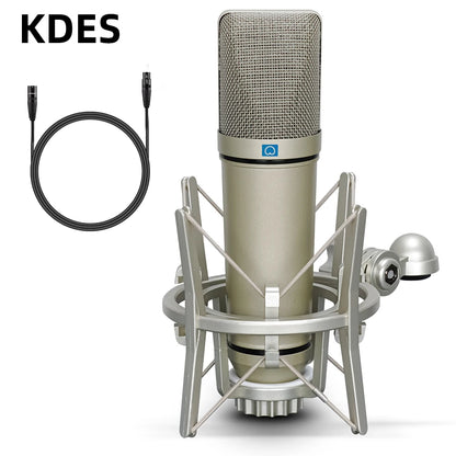 KDES AI XLR Condenser Microphone Professional Cardioid Studio Mic for Recording Podcasting Voice Over Streaming Home Studio