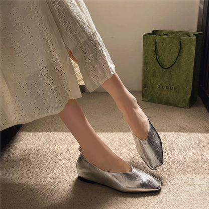 Women's Loafers Genuine Leather Luxury Shoes Heels Pumps Square Toe Elegant Mary Janes Shoes for Height-increasing Insoles