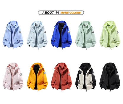 CHRLCK Men Women Hiking 3IN1 Jackets Waterproof Fleece Windproof Windbreaker Camping Climbing Trekking Outdoor Jacket Autumn