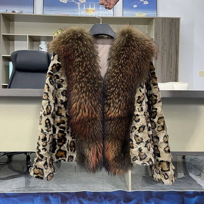 2025 Autumn Winter New Imported Real Mink Fur Coat Women Short Mink Coat High Quality Raccoon Fur Collar Genuine Fur Clothing