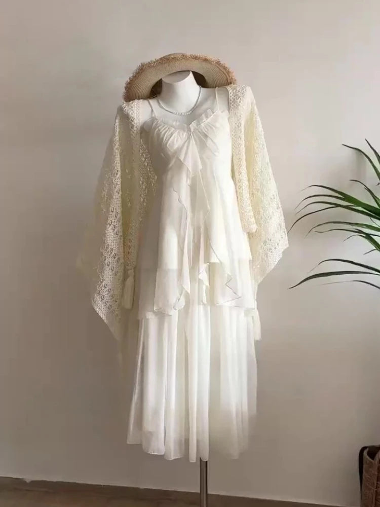 Lace Purple Dot Mini Dress Women Floral Dress Elegant Casuak Y2k Boho Kawaii Vintage One Piece Dress Korean Fashion Vintage Chic