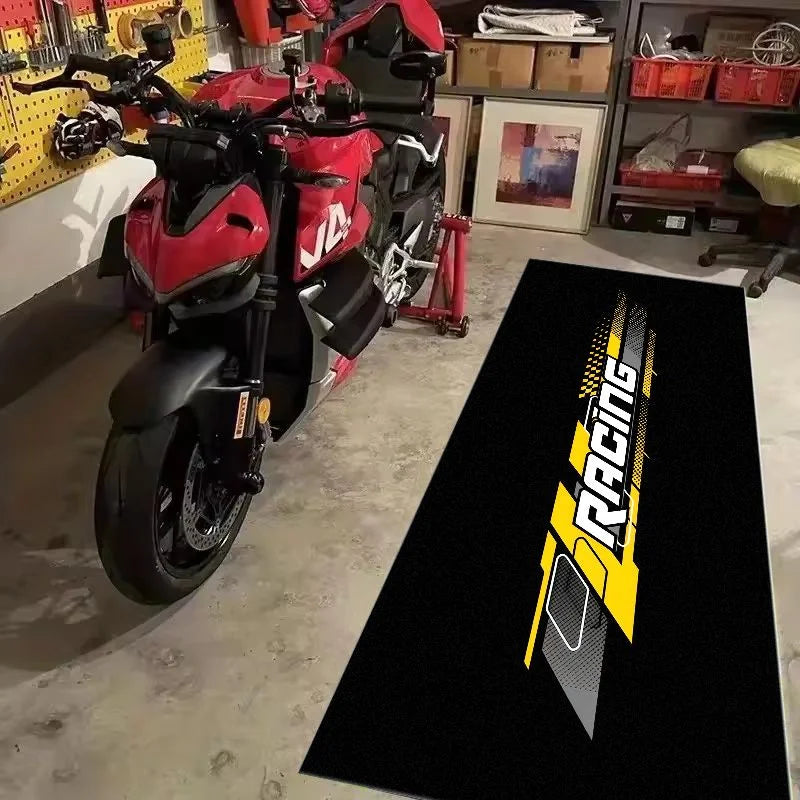 VIKAMA Retro Tire Print Motorcycle Pit Mat Anti Slip Waterproof Oil Resistant Floor Rug For Motorbike Garage Workshop Parking