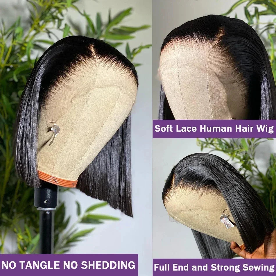 2026 new Front Human Hair Bone Straight Wigs Cheap Short Bob Wig Brazilian Preplucked Lace Frontal Wigs 100% Human Hair