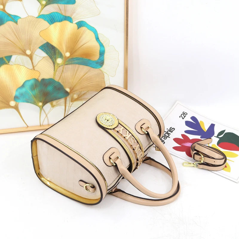 Designer Luxury Boston Bags For Women High Quality Crocodile-embossed Top Handle Bag Fashion Diamonds Letter Decoration Handbag
