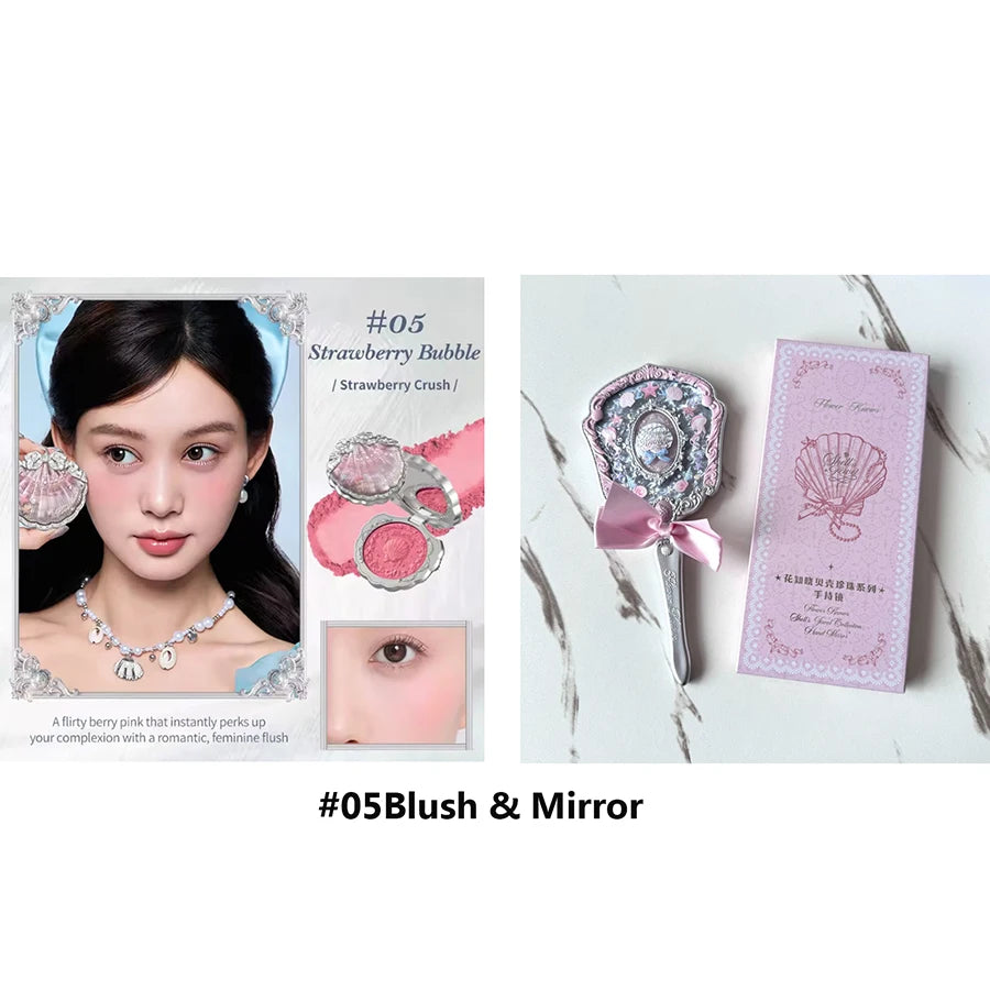 Flowerknows Shell's Jewel Makeup Gift Set Eye Blush Lip Glaze Setting Powder Correcting Primer For Women Full Kit