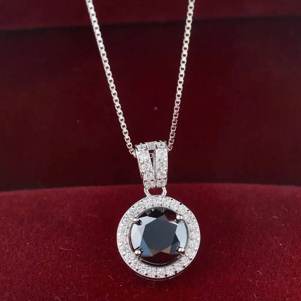 S925 Sterling Silver Moissanite Necklace 1 Carat Round Shape colorful lab-created diamond jewelry For Women
