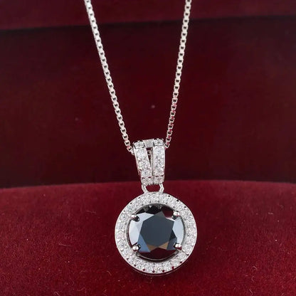 S925 Sterling Silver Moissanite Necklace 1 Carat Round Shape colorful lab-created diamond jewelry For Women
