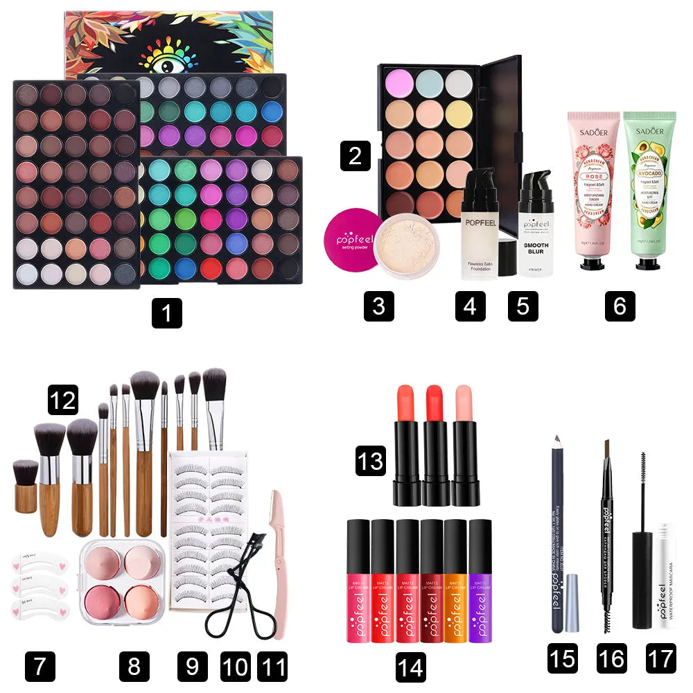POPFEEL Complete Holiday Makeup Gift Set – Perfect Surprise for Friends and Family, Easy to Use for a Stunning Transformation.