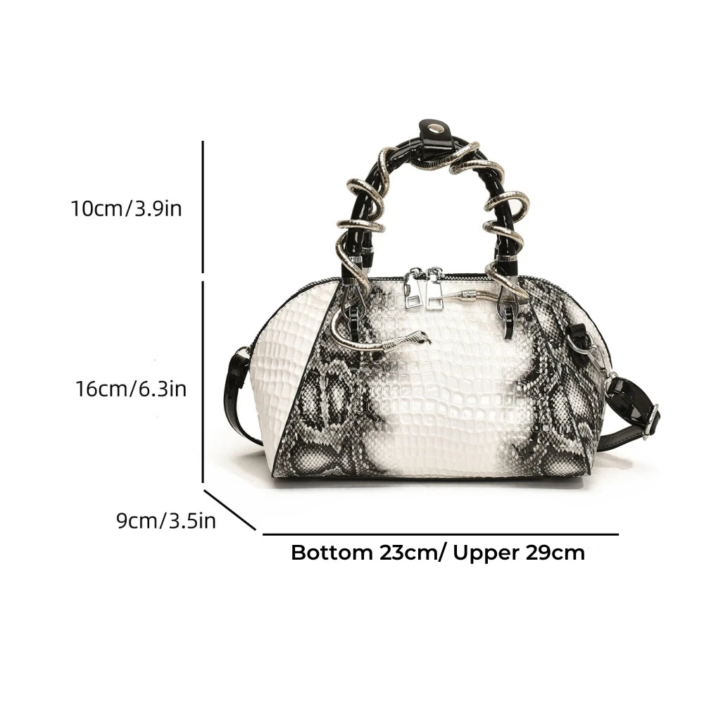 Crocodile Pattern Top-handle Shell Bag With Snake Hardware Wild Shoulder Crossbody Handbags MOODS Designer Luxury Bags For Women