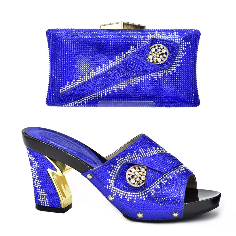 New African Shoes and Bag Set for Party Italian Italian Shoe and Bag Set for Party In Women Summer High Heeled Shoes for Women