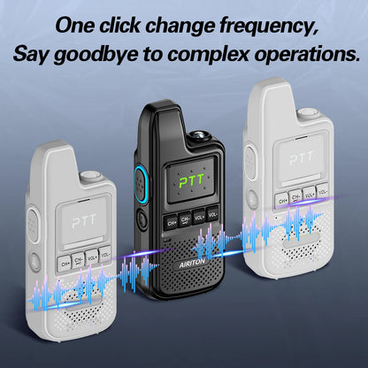 2PCS AIRITON AI-828C Mini Walkie Talkie Dual PTT Wireless Copy Frequency HD Sound Portable UHF 16 Channels Long Range Ham Radio