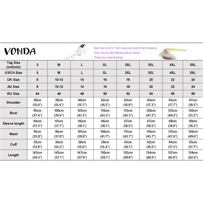 Plus Size 5XL VONDA Vintage Jumpsuits Women Elegant Plaid Long Overalls Fashion 3/4 Sleeve Casual Playsuits Streetwear Pants