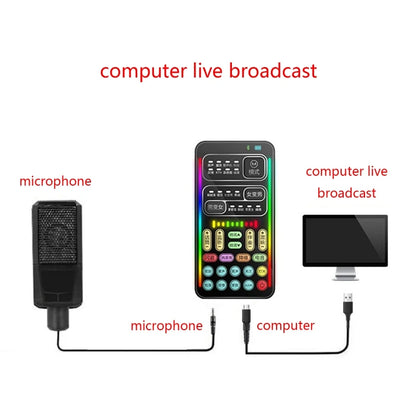 Voice Changer Handheld Sound Card Multiple Sound Effects for Microphone/ /Switch/Phone/Games /Live Streaming Host