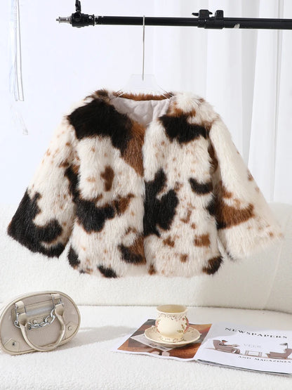 【Eco-Friendly Mink Fur Children's Outerwear】New Autumn and Winter Children's Faux Fur Coat, Featuring Top-Grade Synthetic Fur and Luxurious High-Low Texture Mink Craftsmanship, Offering a Light Luxury Feel Like Natural Fu