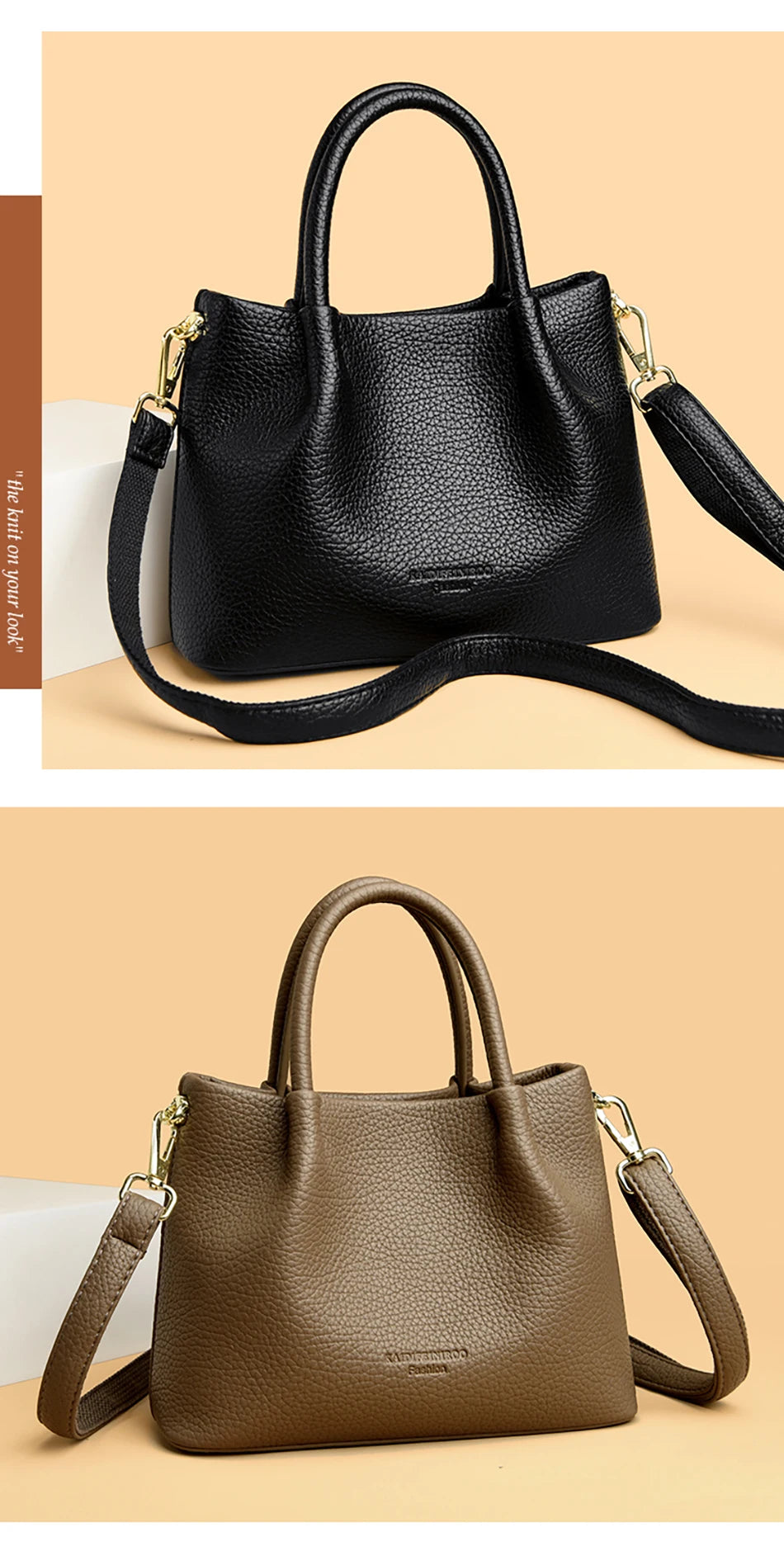 Women Soft Leather Top-Handle Bags Luxury Designer Handbag Solid Color Ladies Shoulder Crossbody Bag And Purse Commuting Sac