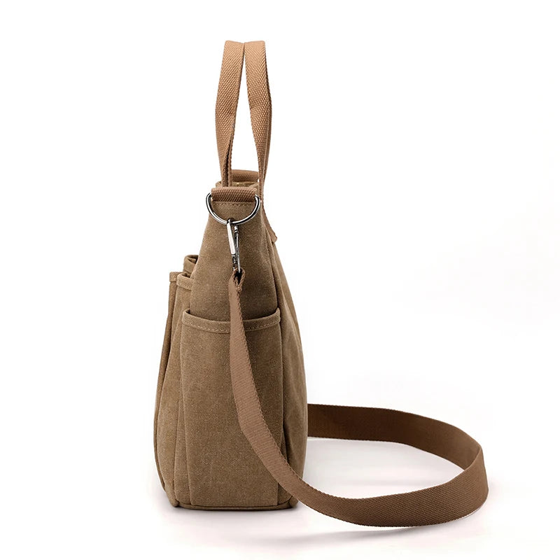 High Capacity Top-Handle Bag For Women Shoulder CrossBody Bag Vintage Canvas Ladies Tote Messenger Bag Female Travel Handbag