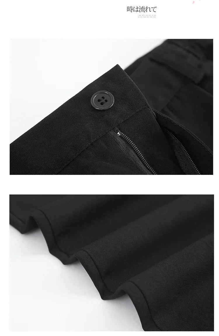 Japanese British Style DK Uniform Pants for Men,Straight Black Trousers, Preppy School Uniform for Daily Class&Campus Wear