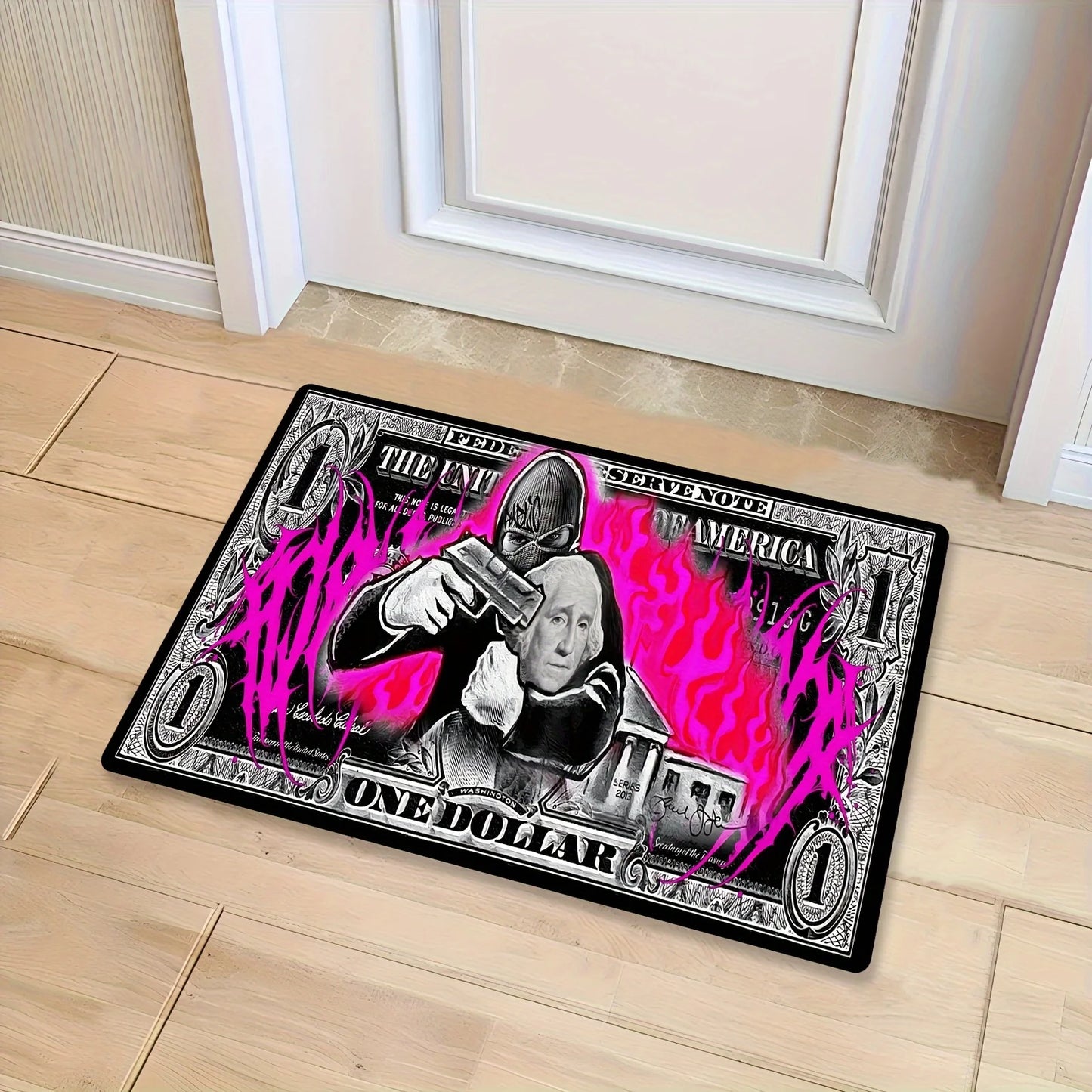 Dollar Bill Motif Area Rug,Thick Non-Slip & Washable,Soft Touch Floor Mat for Living Room,Bedroom,Kitchen,Hallway & Office Decor
