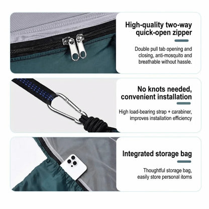 Relaxation Thickened Camping Hammock Anti-Mosquito 270x140cm Hanging Hammocks Anti Rollover Quick Setup Double Hammock Hiking