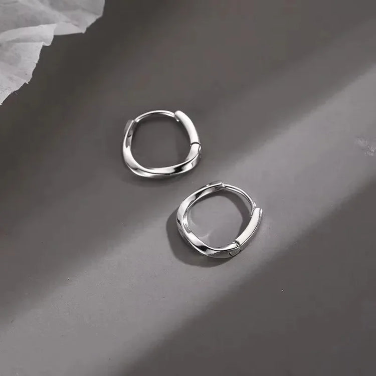 925 Sterling Silver Round Stud Earrings for Women Simple Inlaid Design Hoops Earrings Wedding Party Jewelry Accessories Gifts