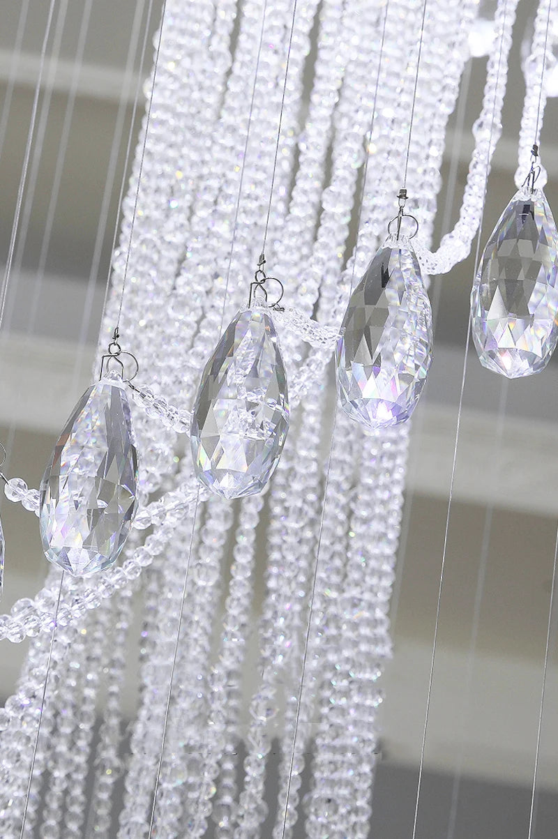 Modern Room Lights Spiral K9 Crystal Chandelier Staircase Creative LED Hanging Lamp Hotel Villa Decoraction Large Pendant Light