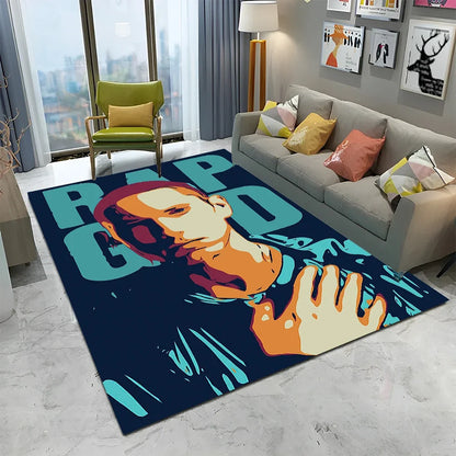 Legend Star Hip Hop Rapper Art Carpet Rug for Home Living Room Bedroom Sofa Doormat Decor,kids play Area Rug Non-slip Floor Mat