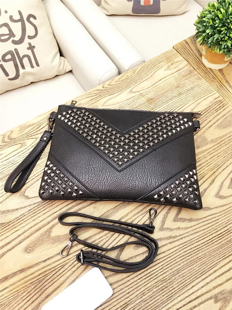 Envelope Clutch Bag for Women Luxury Design Handbags Fashion Rivet Party Evening Clutches For Ladies Shoulder Bag A4 Briefcase
