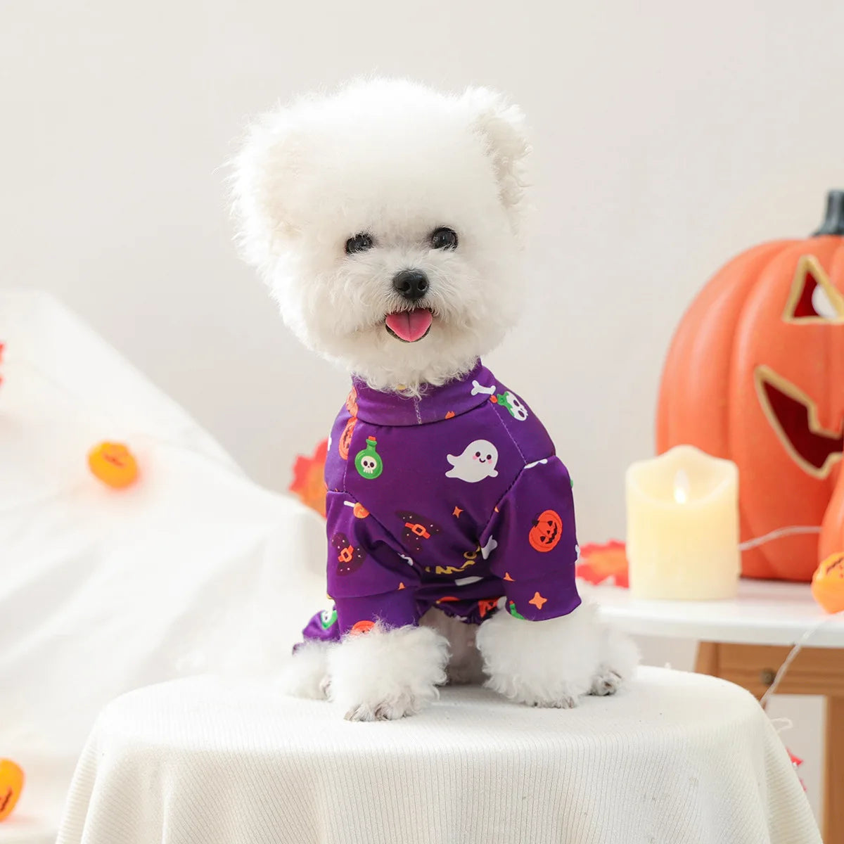 Girl Halloween Pajamas Apparel For Small Dogs Chest Closed Pet Indoor Home Wear Clothes Overall Tracksuit Chihuahua Yorkshire