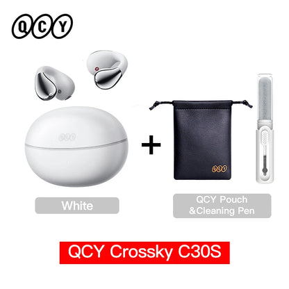 QCY Crossky C30S Open Ear Wireless Earphones Hi-Res with LDAC Ear Clip Earbuds Bluetooth 6.0 Clip On OWS Sports Headphones 40Hrs