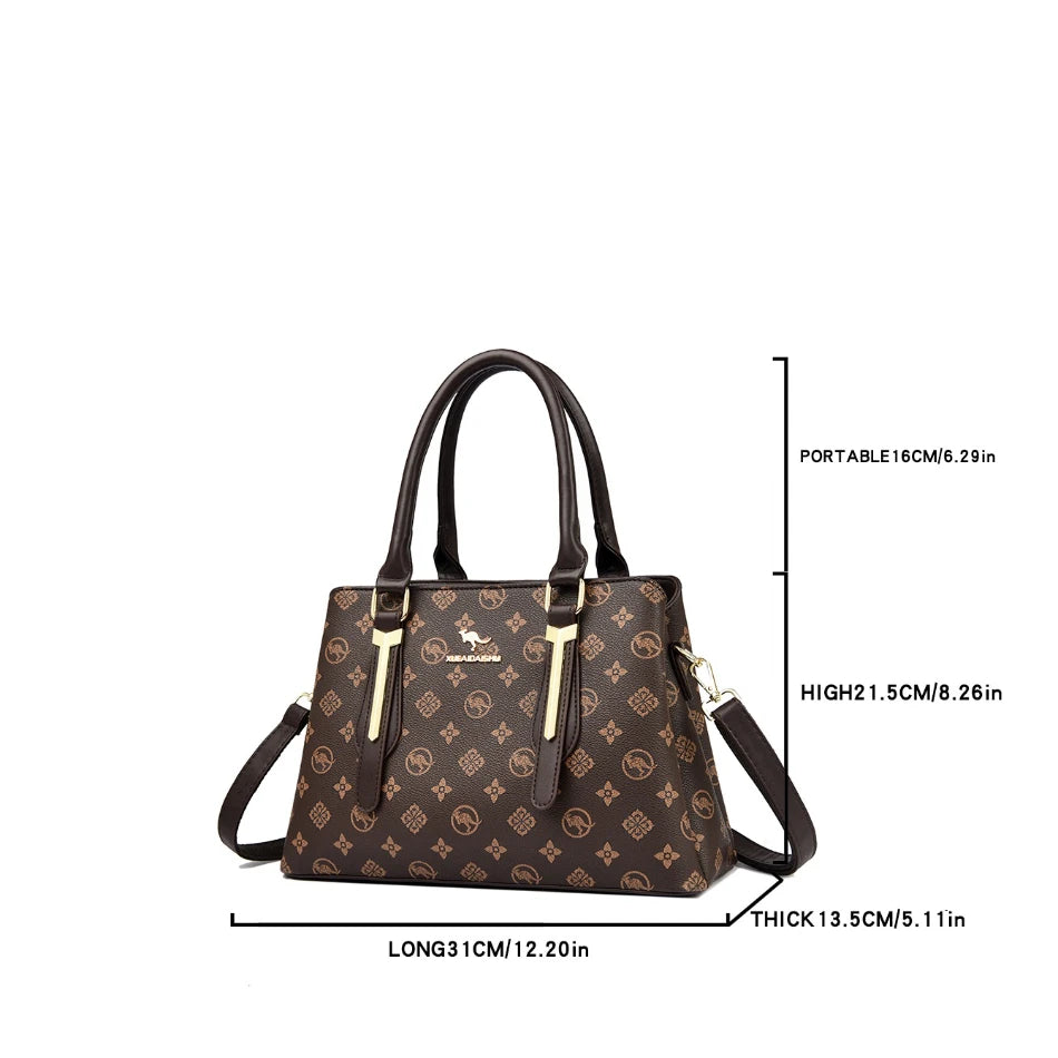 Luxury Women Handbag Fashion Print Large Capacity Shoulder Crossbody Bag Leisure Designer Soft Leather Ladies Purses and Handbag